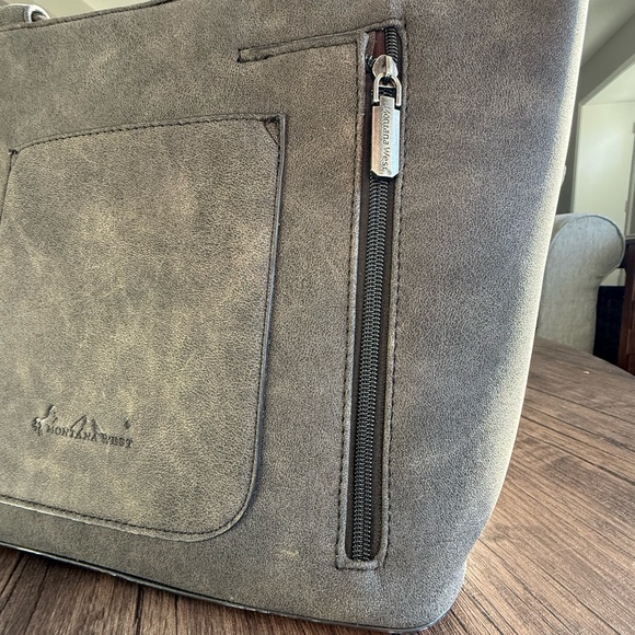 NWOT Montana West Charcoal and Turquoise Embellished Fringe Tote Bag - Picture 6 of 13